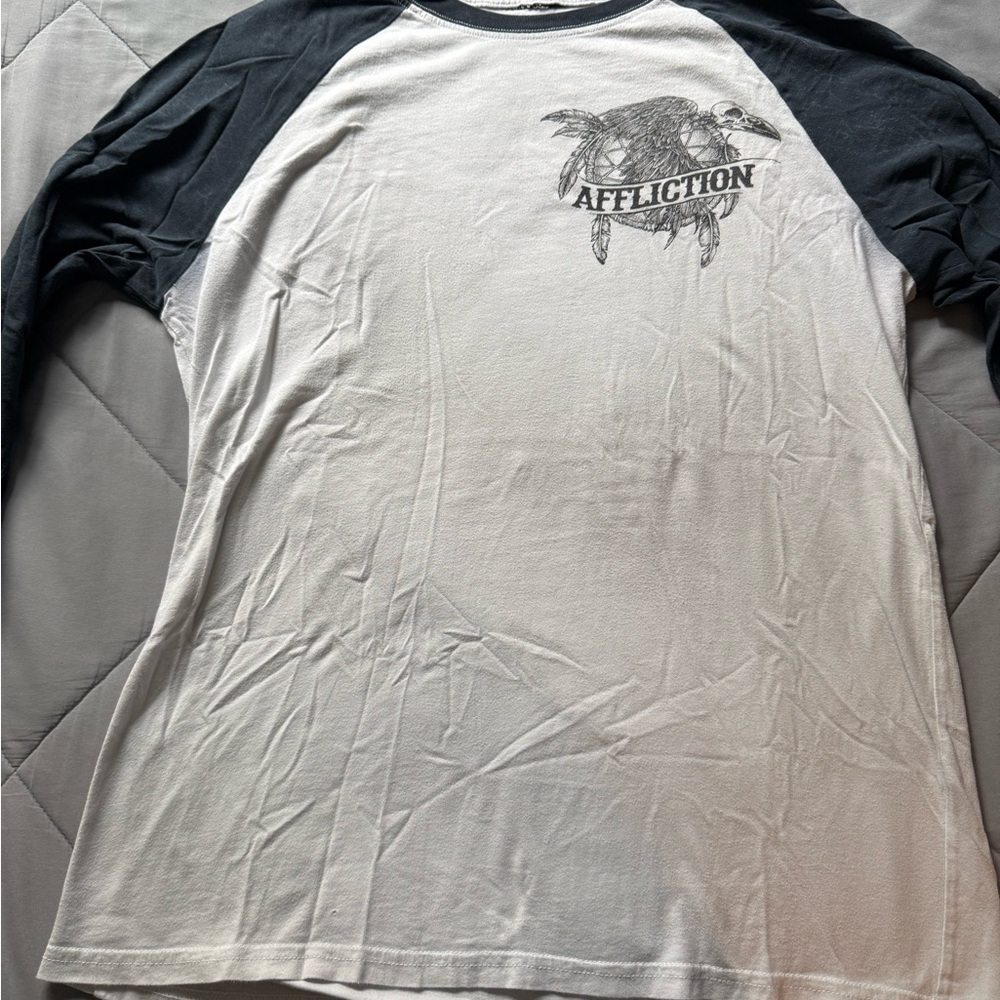 Affliction Black and White 3/4 Tee